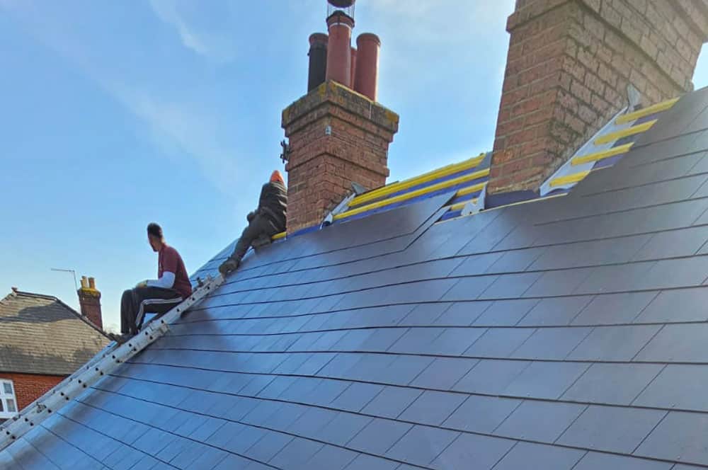 tiled roof replacement in progress